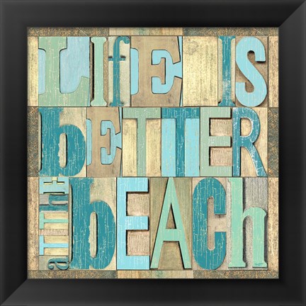 Framed Beach Printer Blocks I Print
