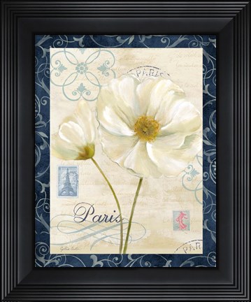 Framed Paris Poppies w/Navy Border I Print
