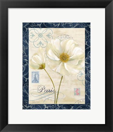 Framed Paris Poppies w/Navy Border I Print