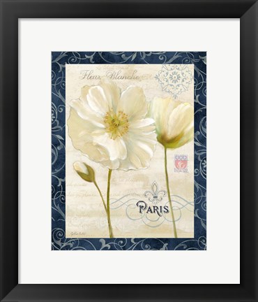 Framed Paris Poppies w/Navy Border II Print