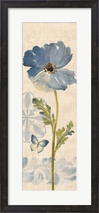 Framed Watercolor Poppies Blue Panel II Print