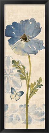 Framed Watercolor Poppies Blue Panel II Print