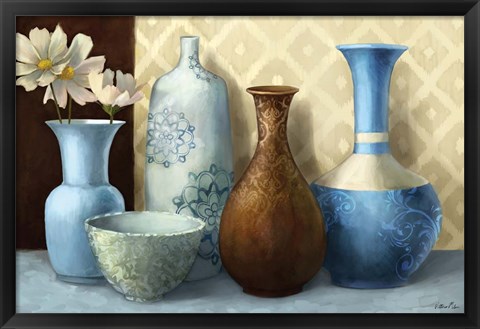 Framed Soft Blue Vase Print