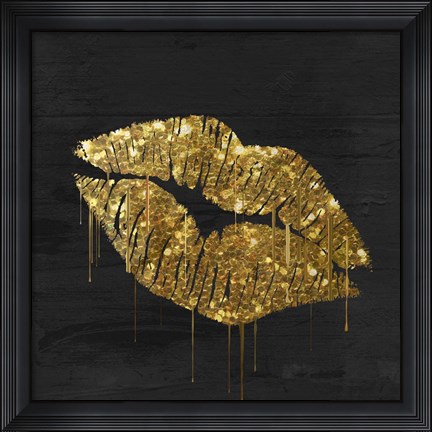 Framed Golden Lips Print