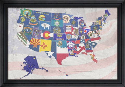 Framed US State Flags Print
