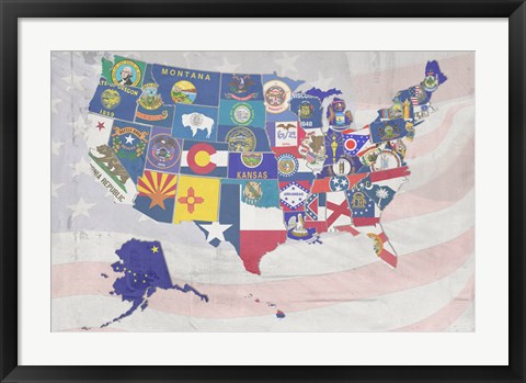 Framed US State Flags Print