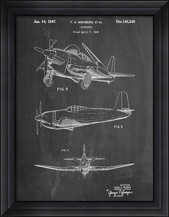 Framed Airplane 1947 Print