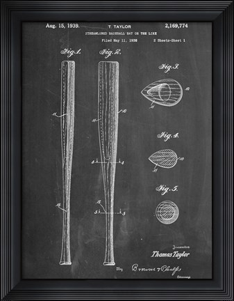 Framed Baseball Bat 2 Print