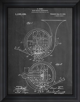 Framed Brass Music Print