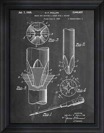 Framed Phillips Screw Driver Print