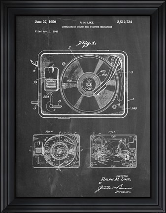 Framed Record Player Print