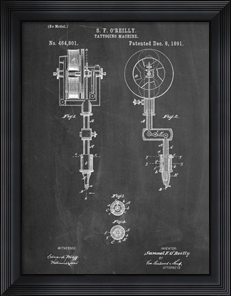 Framed Tatto Machine Print