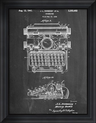Framed Typewriter CH Print