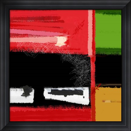 Framed Red And Green Square Print