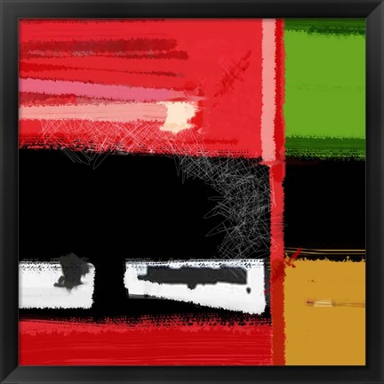 Framed Red And Green Square Print