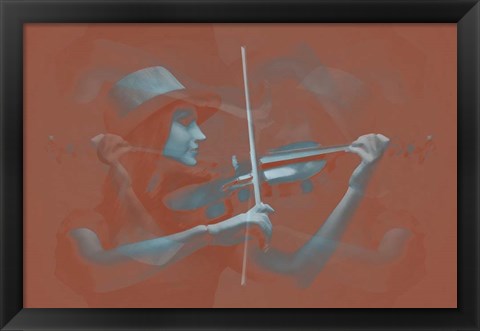 Framed Violinist Brown Print