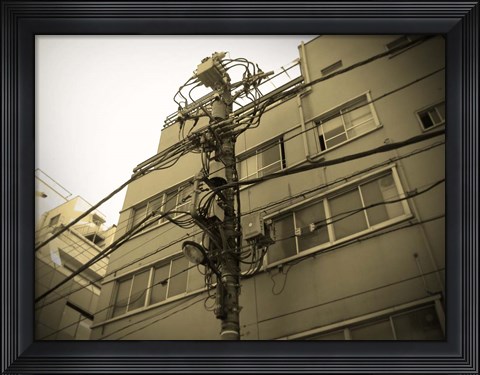 Framed Tokyo City Electric Pole Print