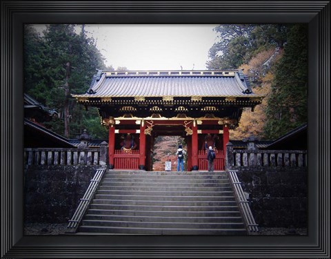 Framed Red Gates And Temple Print