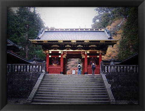 Framed Red Gates And Temple Print