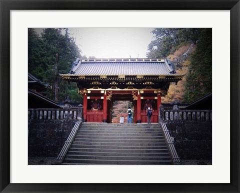 Framed Red Gates And Temple Print