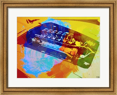 Framed Ferrari Engine Watercolor Print