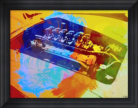 Framed Ferrari Engine Watercolor Print