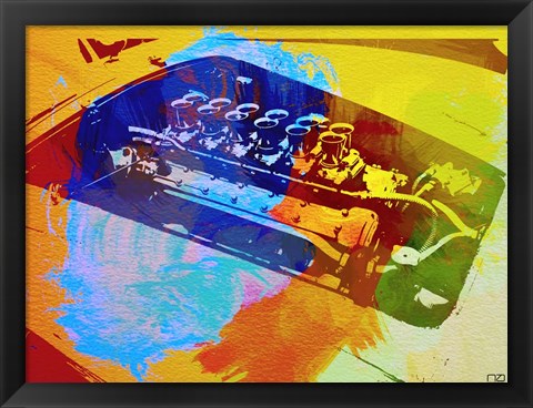 Framed Ferrari Engine Watercolor Print