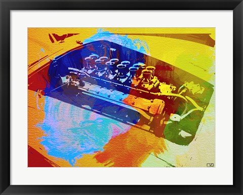 Framed Ferrari Engine Watercolor Print