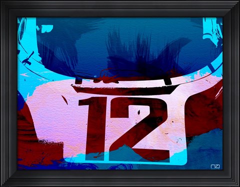Framed Racing Number 12 Watercolor Print