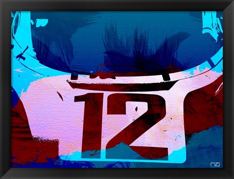 Framed Racing Number 12 Watercolor Print