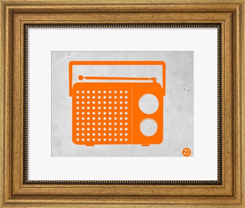 Framed Orange Transistor Radio Print