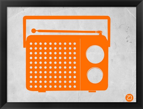 Framed Orange Transistor Radio Print