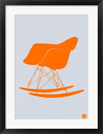 Framed Orange Eames Rocking Chair Print