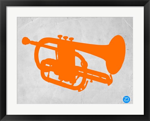 Framed Orange Tuba Print