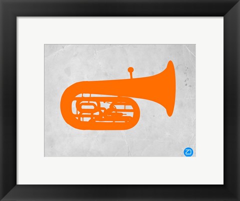 Framed Orange Tuba 2 Print