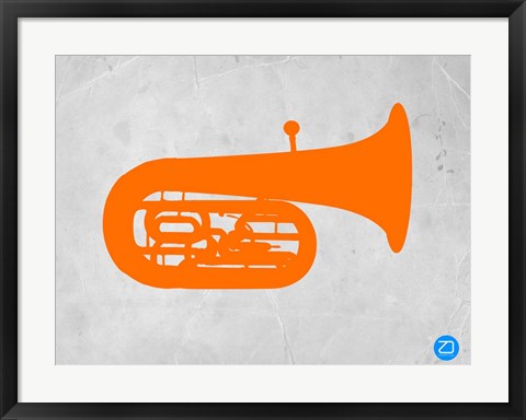 Framed Orange Tuba 2 Print