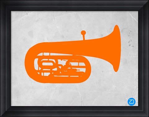 Framed Orange Tuba 2 Print