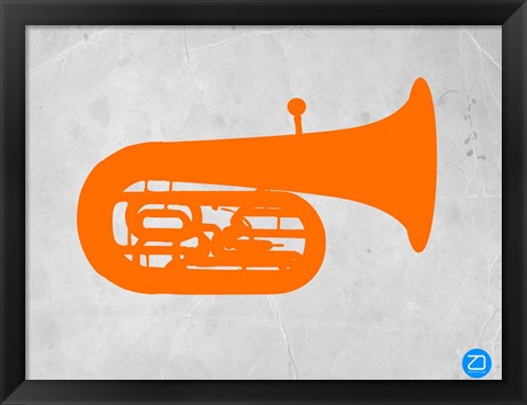 Framed Orange Tuba 2 Print