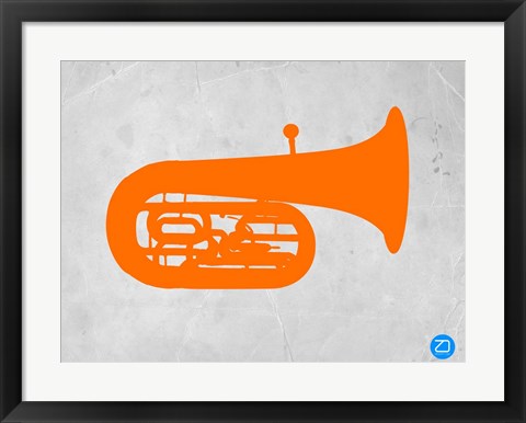 Framed Orange Tuba 2 Print