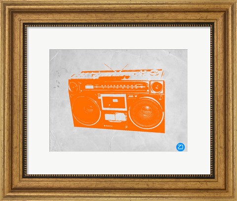 Framed Orange Boom Box Print