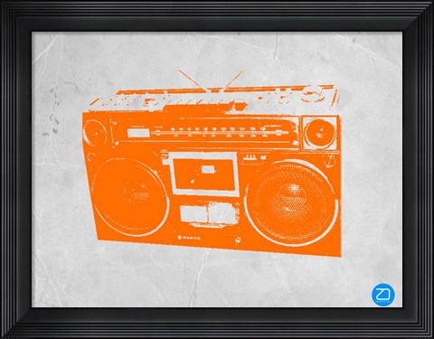 Framed Orange Boom Box Print
