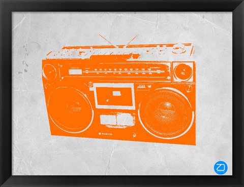 Framed Orange Boom Box Print