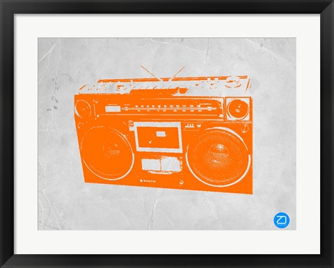 Framed Orange Boom Box Print