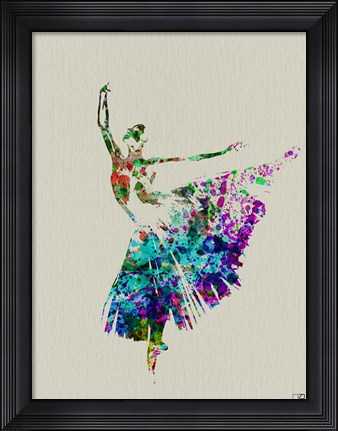 Framed Ballerina Watercolor 5 Print