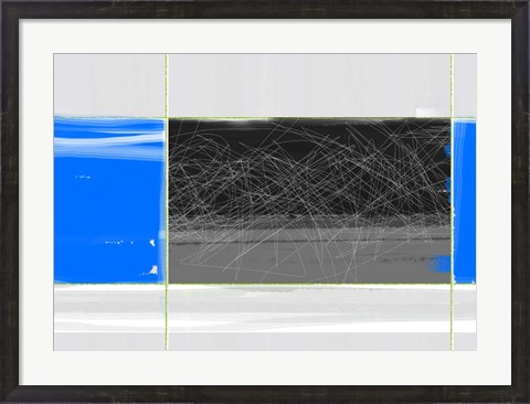Framed Abstract Blue and Grey Print