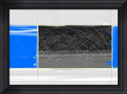 Framed Abstract Blue and Grey Print