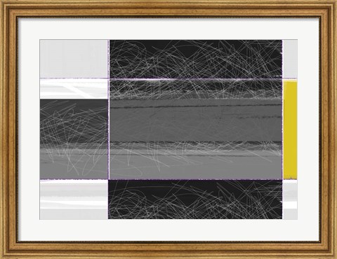 Framed Abstract Grey and Yellow Print