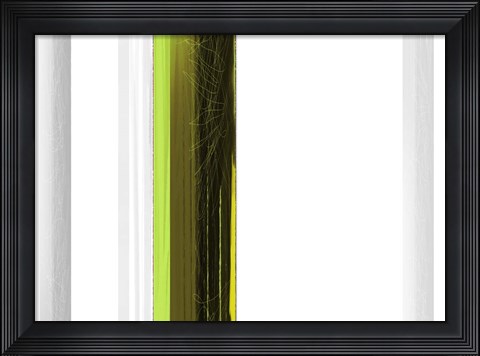 Framed Abstract Green on White Print