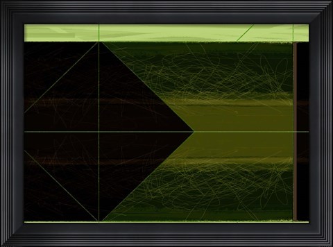 Framed Abstract Green Cone Print