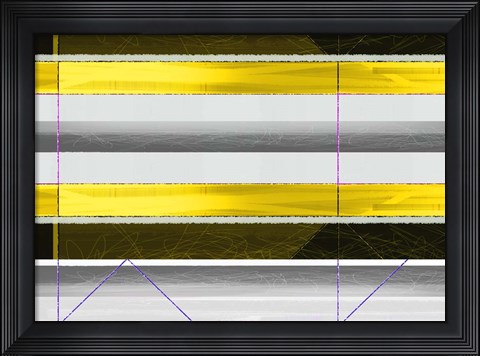 Framed Abstract Yellow Parallels Print